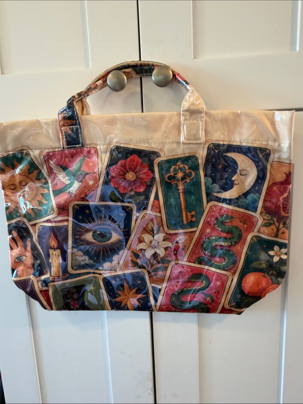 Tarot Card Print Clear Tote Bag - Multicolor Vinyl Large Bag New